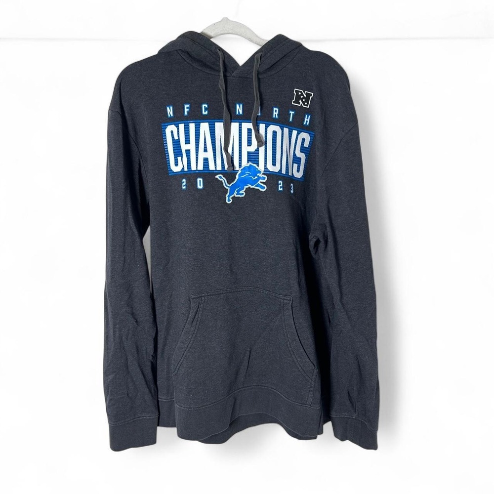 Detroit Lions NFC North Championsโ 2023 XL Gray Hoodie Sweatshirt Blue Gray